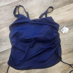 Chlorine Resistant Underwire Tankini Swimsuit navy blue